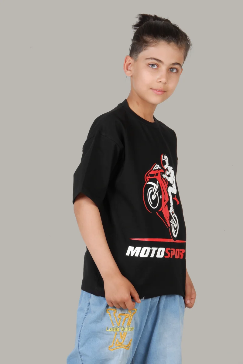 تیشرت پسرانه مشکی MOTOSPORT - تصویر 1