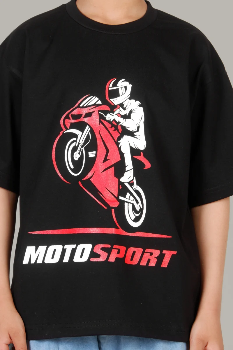 تیشرت پسرانه مشکی MOTOSPORT - تصویر 2