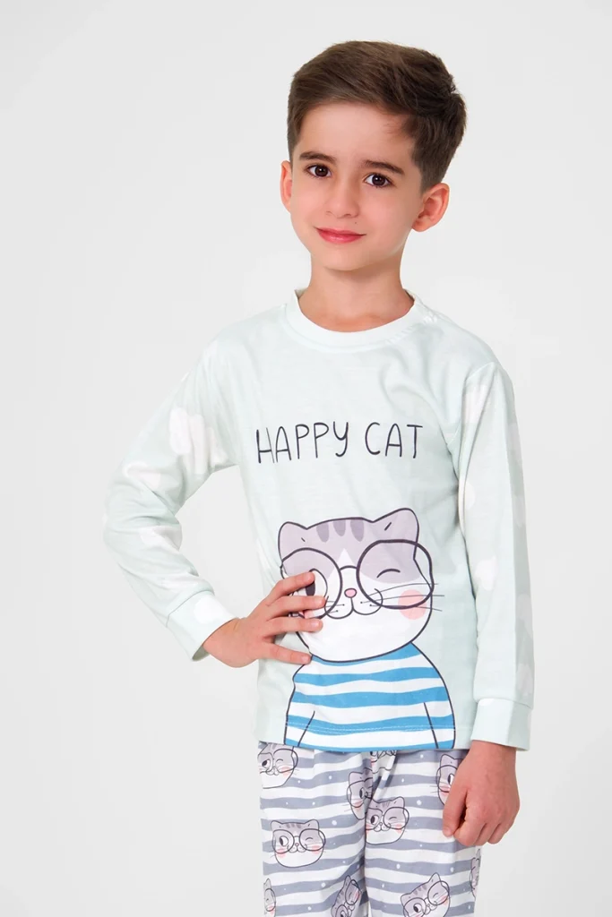 لباس راحتی پسرانه طرح گربه عینکی