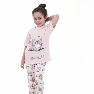 لباس خانگی دخترانه طرح گربه